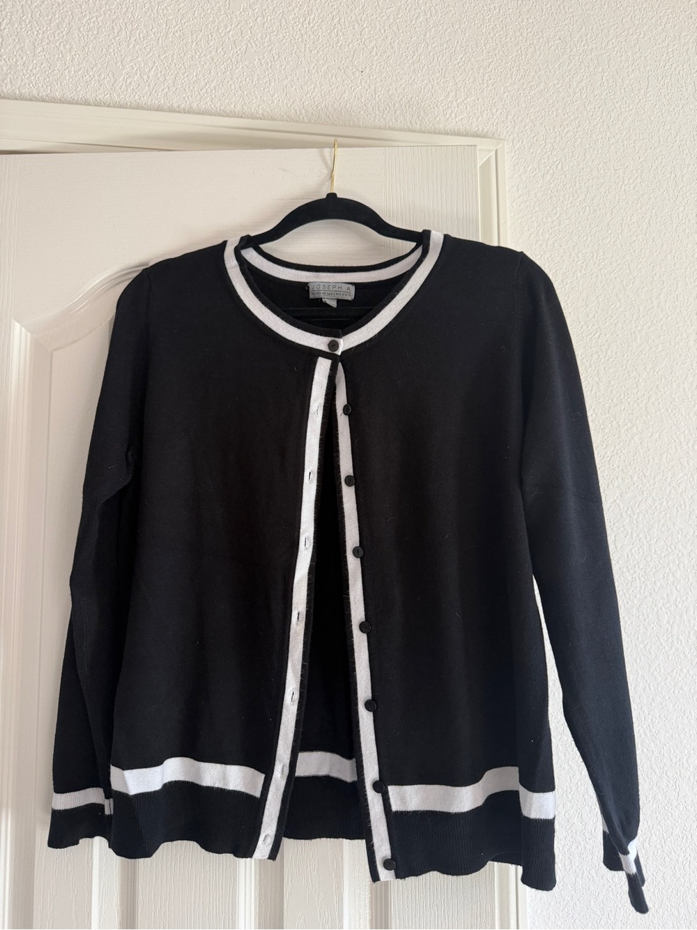 Joseph Black Cardigan with White Trim